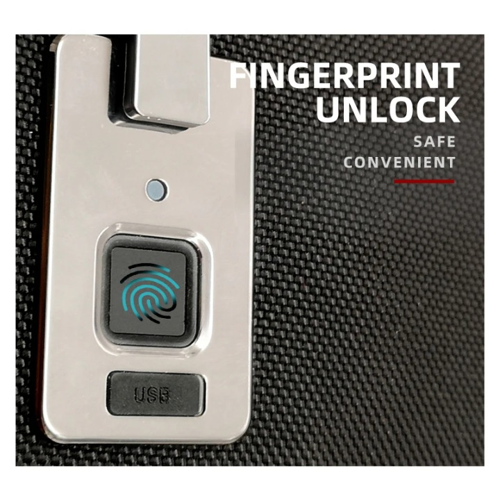 Smart men's anti-theft backpack, featuring fingerprint lock security & USB charge port for laptops & gadgets on the go.