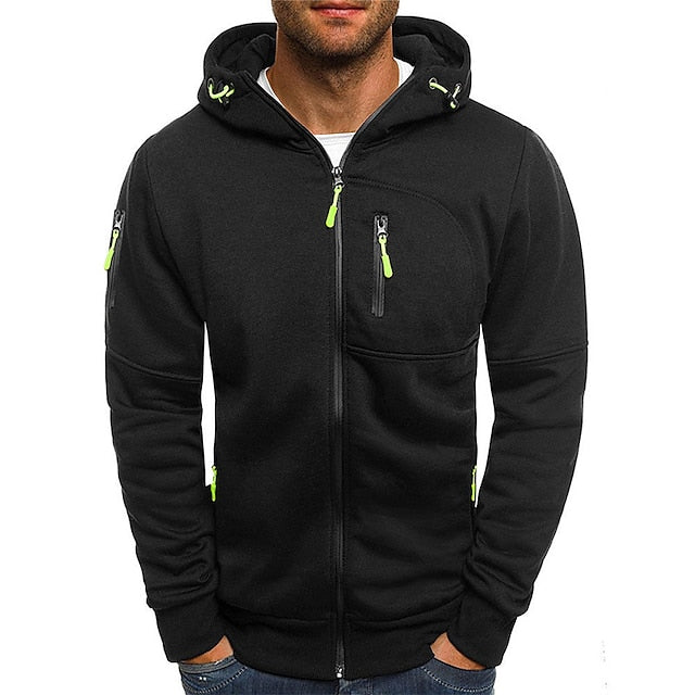 Grey men's full zip hoodie, perfect for everyday comfort and casual wear. A versatile sweatshirt.