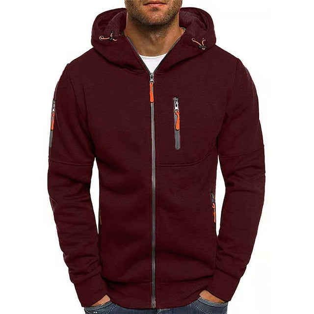 Grey men's zip-up hoodie, a soft and cozy sweatshirt for all-day comfort and casual wear.