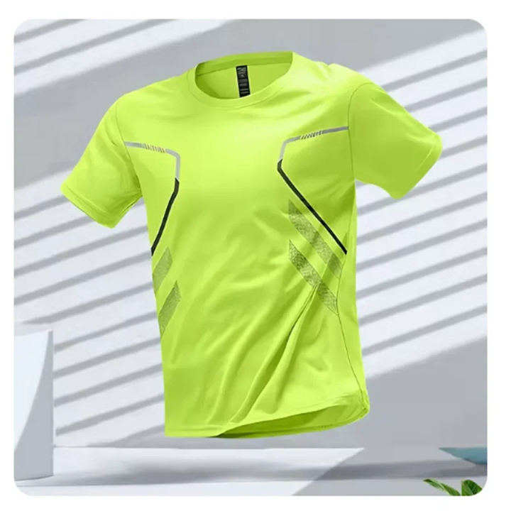 Athletic men's workout top, short sleeve. Breathable & moisture-wicking t-shirt for gym, running & active wear.
