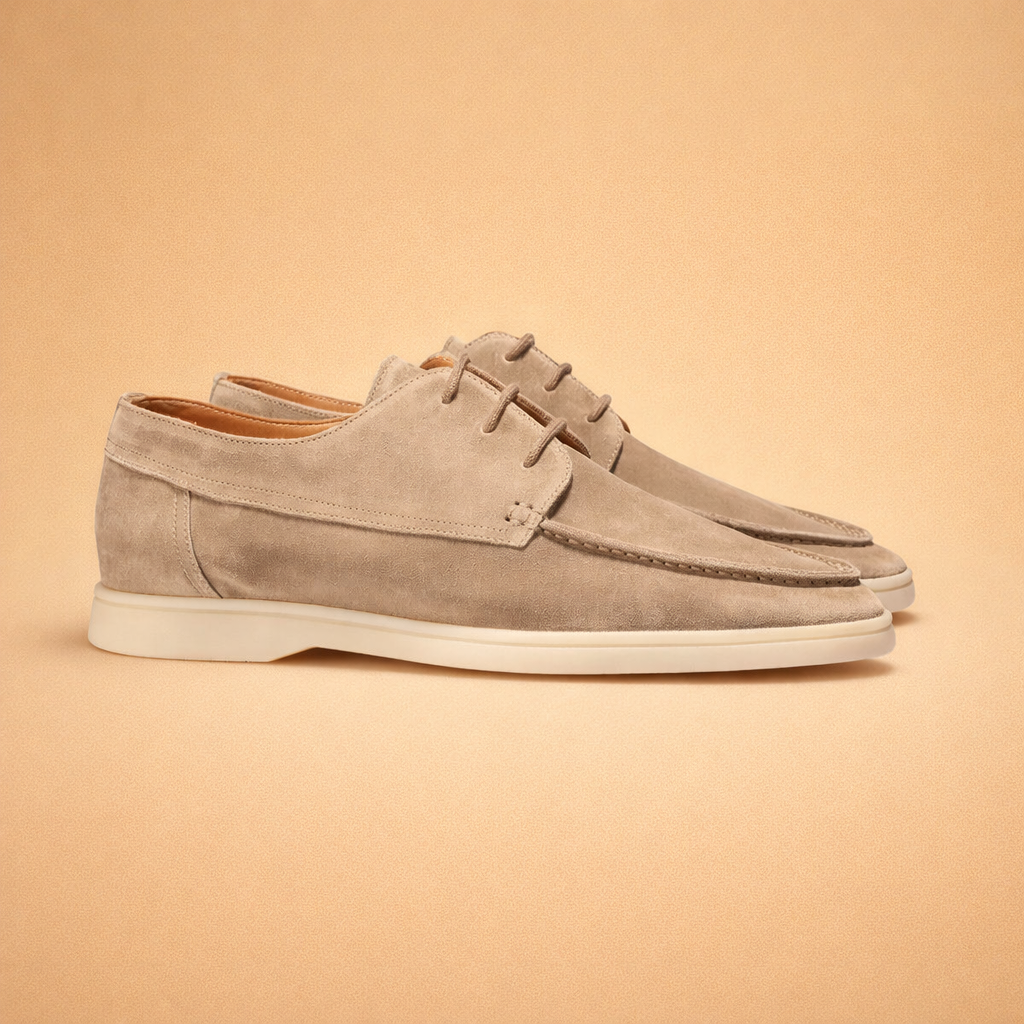A man wearing comfortable lace-up casual dress shoes, suitable for office, events, and daily style.