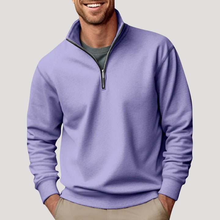 Classic fit men's long sleeve quarter-zip sweatshirt, essential for casual everyday style.