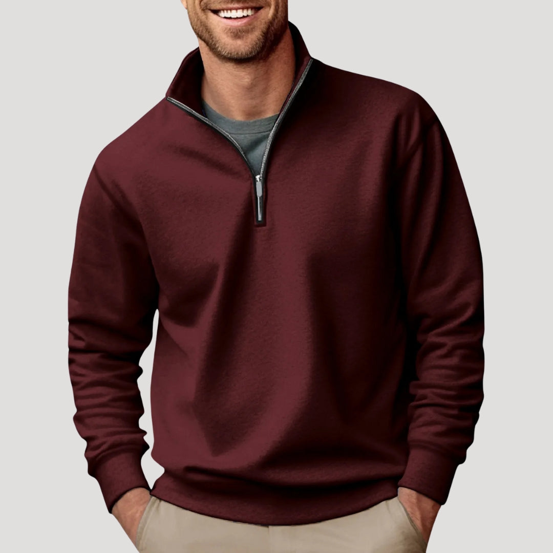 Men's casual quarter-zip sweatshirt, a versatile layering piece for men's fashion.