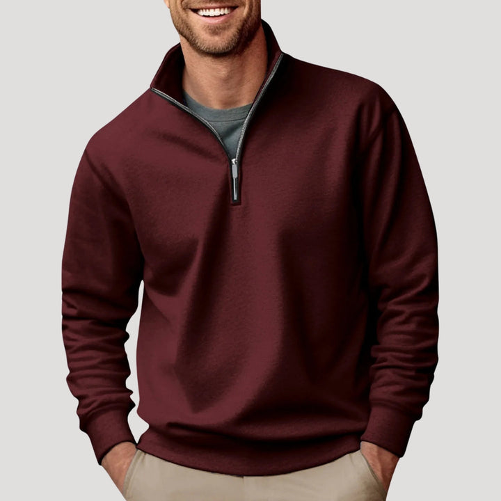 Men's casual quarter-zip sweatshirt, a versatile layering piece for men's fashion.