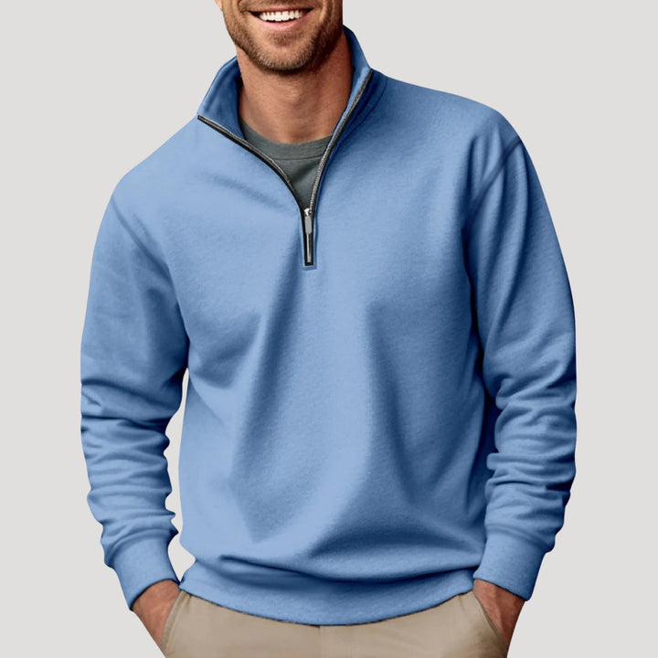 Comfortable men's quarter-zip sweatshirt, classic long sleeve for everyday casual style.