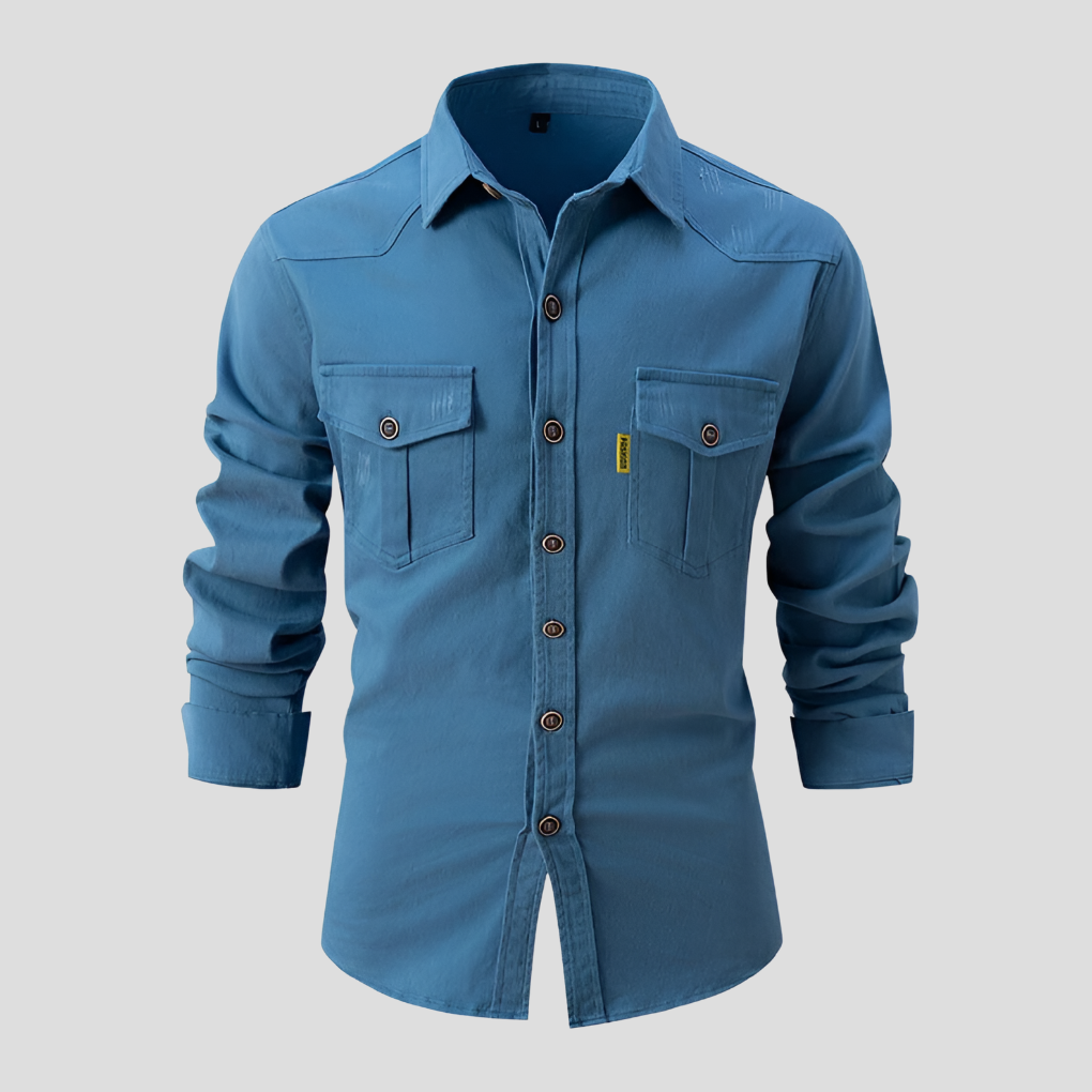 Solid color men's long-sleeve button-down shirt, a classic and versatile staple for daily wear.