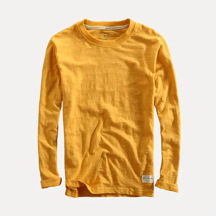 Stylish men's long sleeve crew neck pullover shirt, a versatile & comfortable piece for casual fashion.