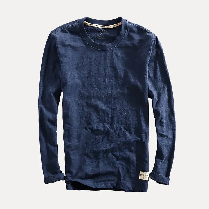 Men's classic long sleeve crew neck pullover shirt, a timeless essential for men's apparel.