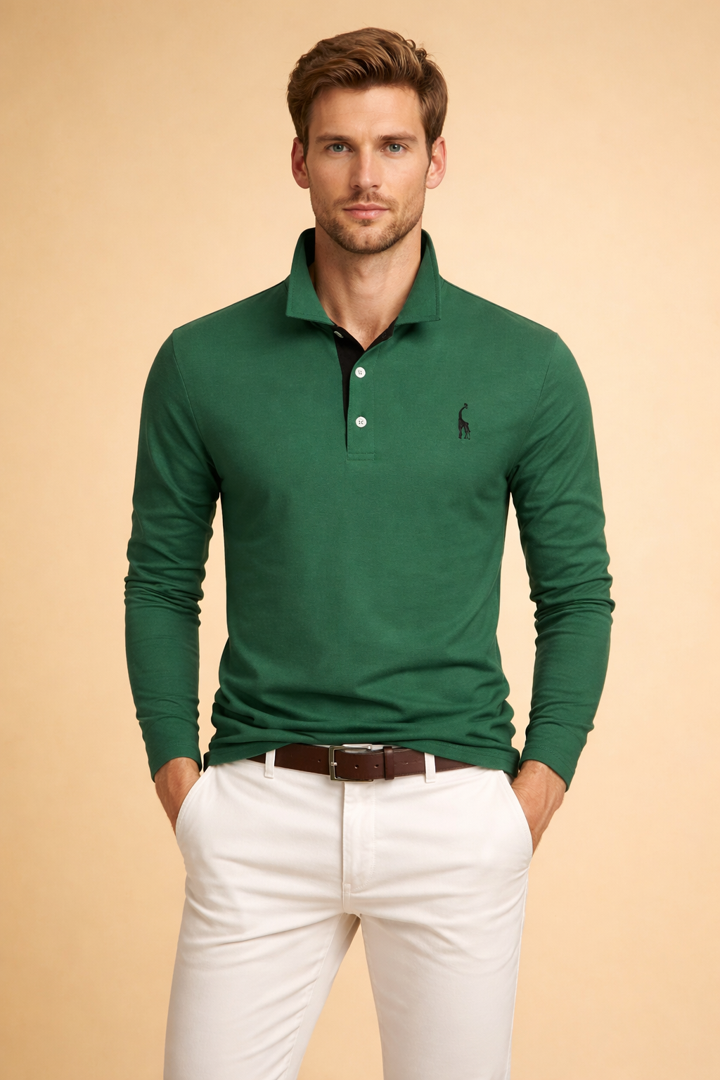 Everyday men's fashion long sleeve polo shirt, designed for comfort and smart casual style.