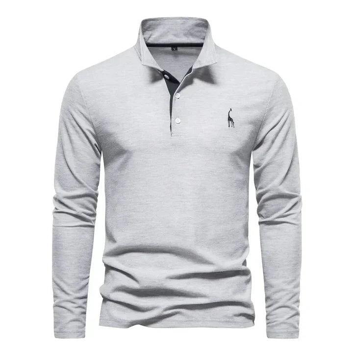 Comfortable men's long-sleeved polo, a timeless collared shirt for everyday style.