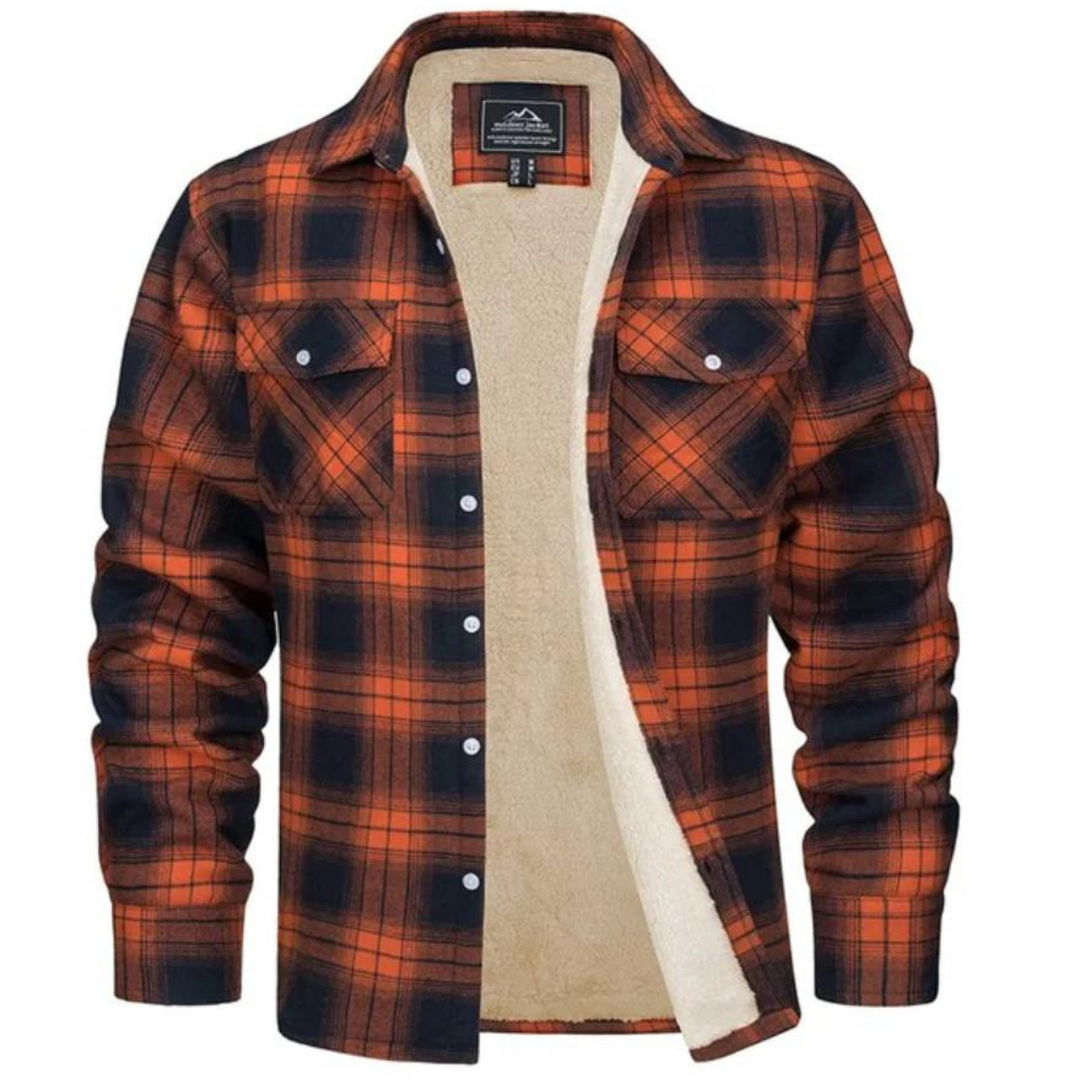 Men's classic plaid winter jacket, stylish and warm for cold weather. Perfect men's outerwear.