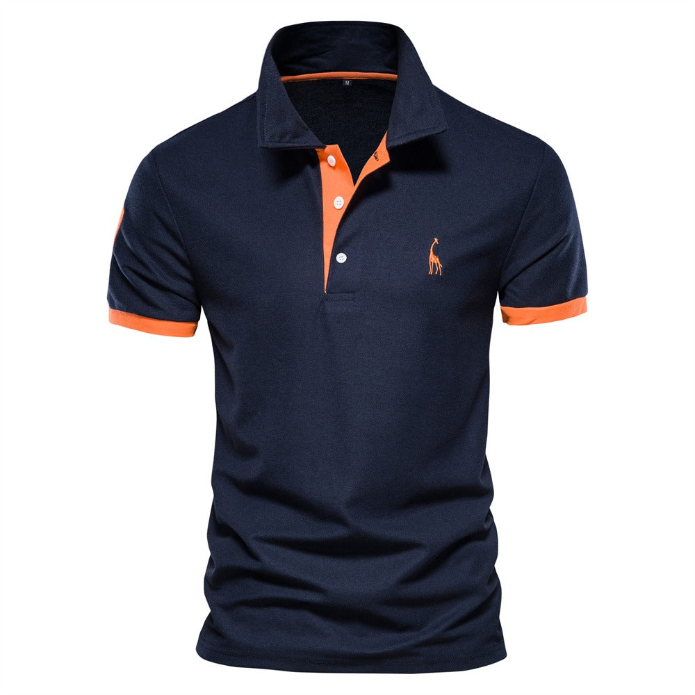 Men's classic polo shirt with stylish contrast collar. Perfect for smart casual menswear & summer fashion.