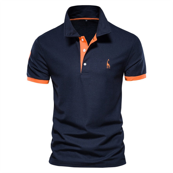 Men's classic polo shirt with stylish contrast collar. Perfect for smart casual menswear & summer fashion.