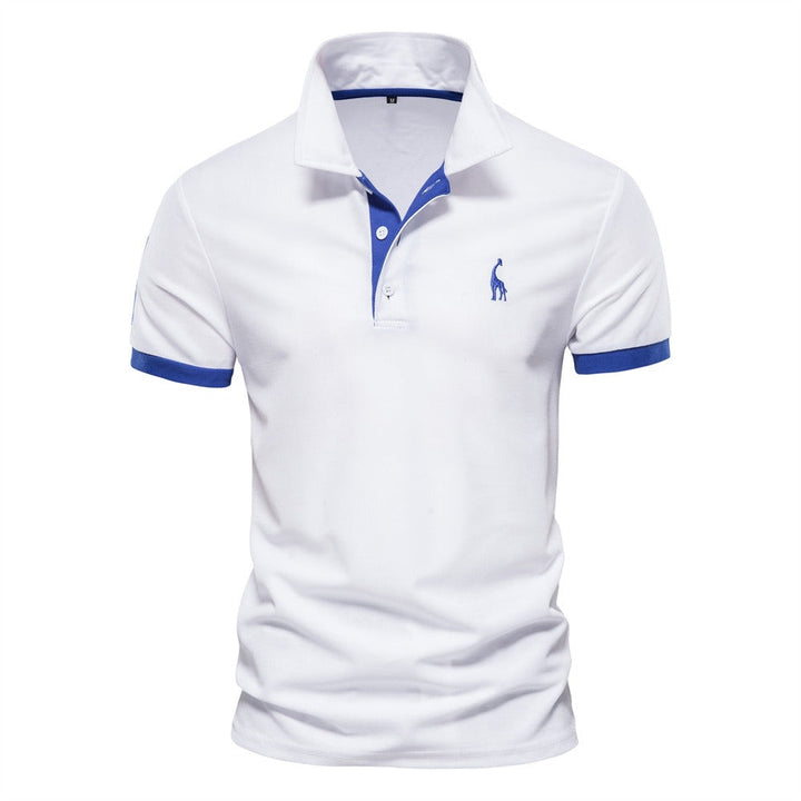 Classic men's polo shirt, featuring a sharp contrast collar. Versatile for smart casual or summer style.