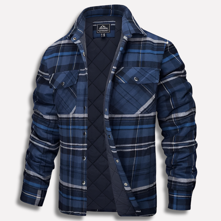 Durable men's plaid checked shirt. Long sleeve, button-down, workwear style for outdoor adventures & casual wear.