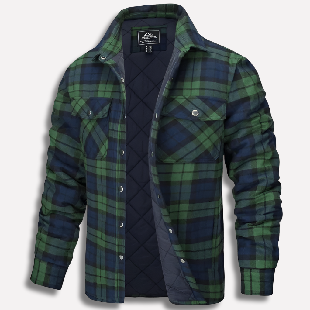 Comfortable men's long sleeve plaid shirt. Classic lumberjack style, perfect for fall & spring casual fashion.