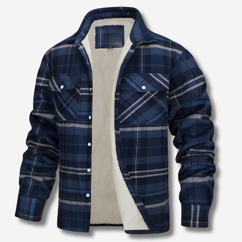 Classic men's checked plaid shirt. Long sleeve, button-down, lumberjack style, great for fall outdoor activities.