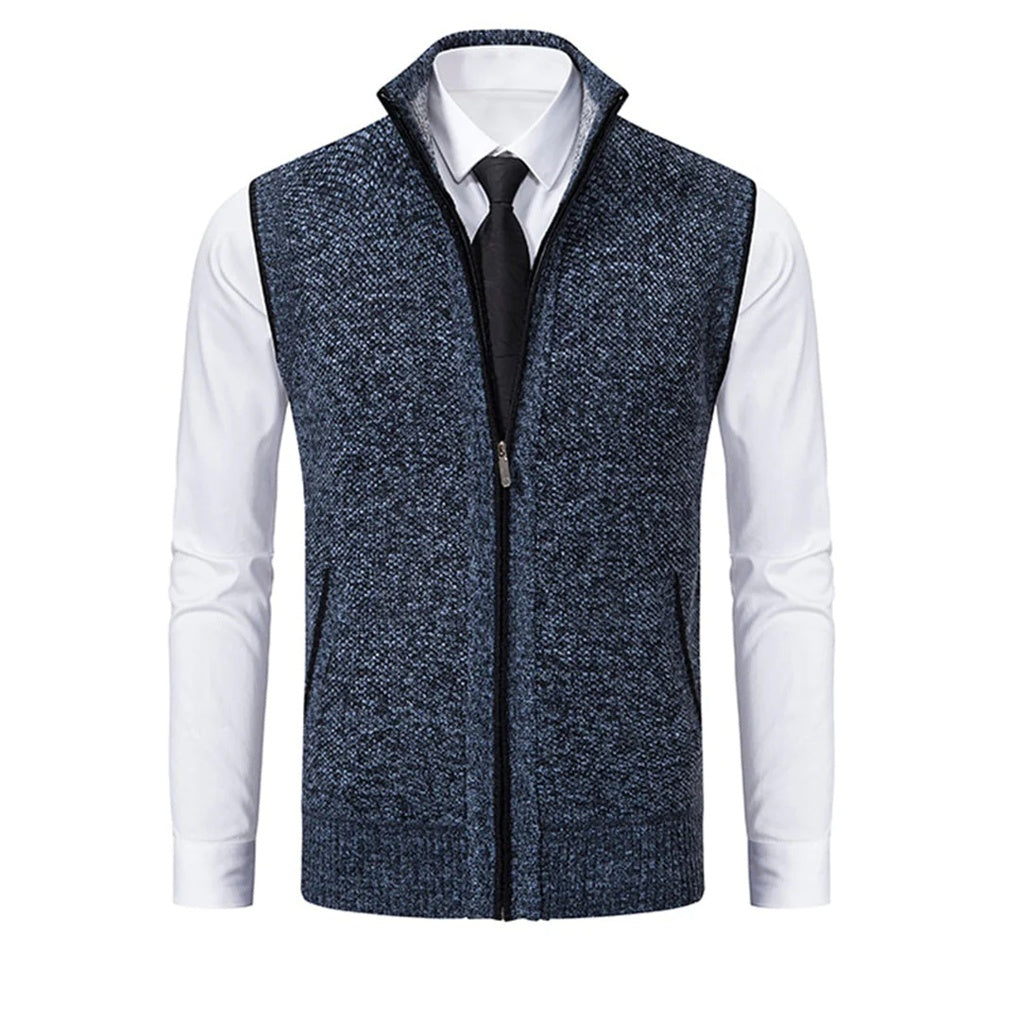 Tailored men's suit vest, slim fit, ideal for smart casual layered fashion or business professional menswear.