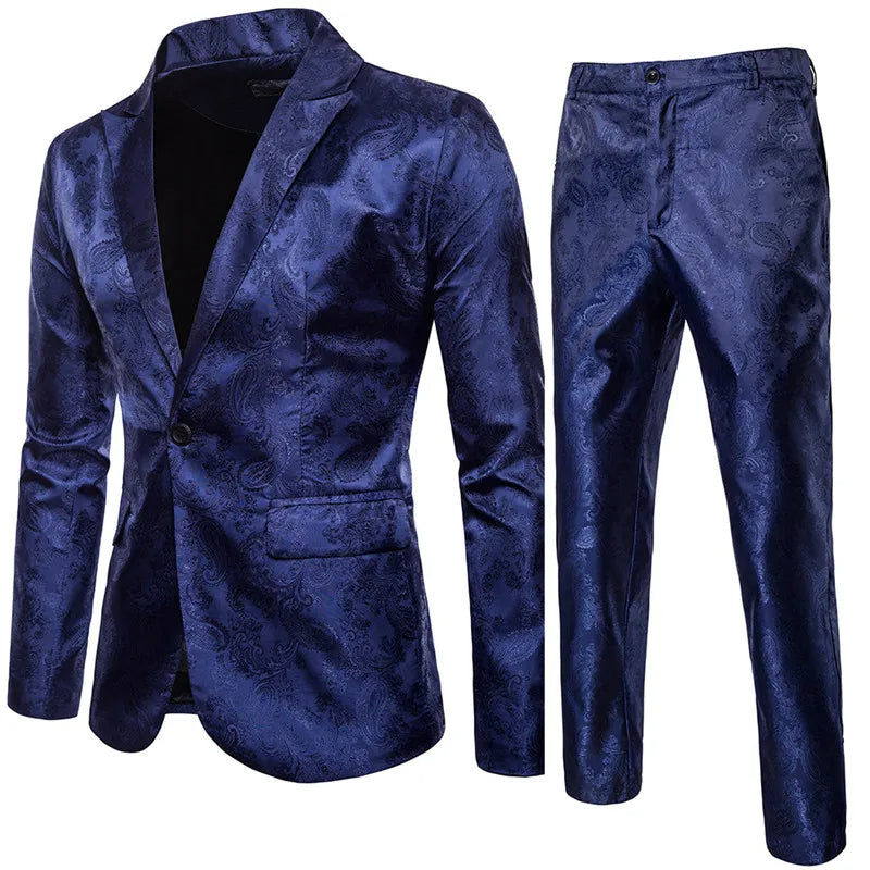Versatile men's classic slim fit suit, perfect as a wedding suit, business attire, or special occasion formal wear.