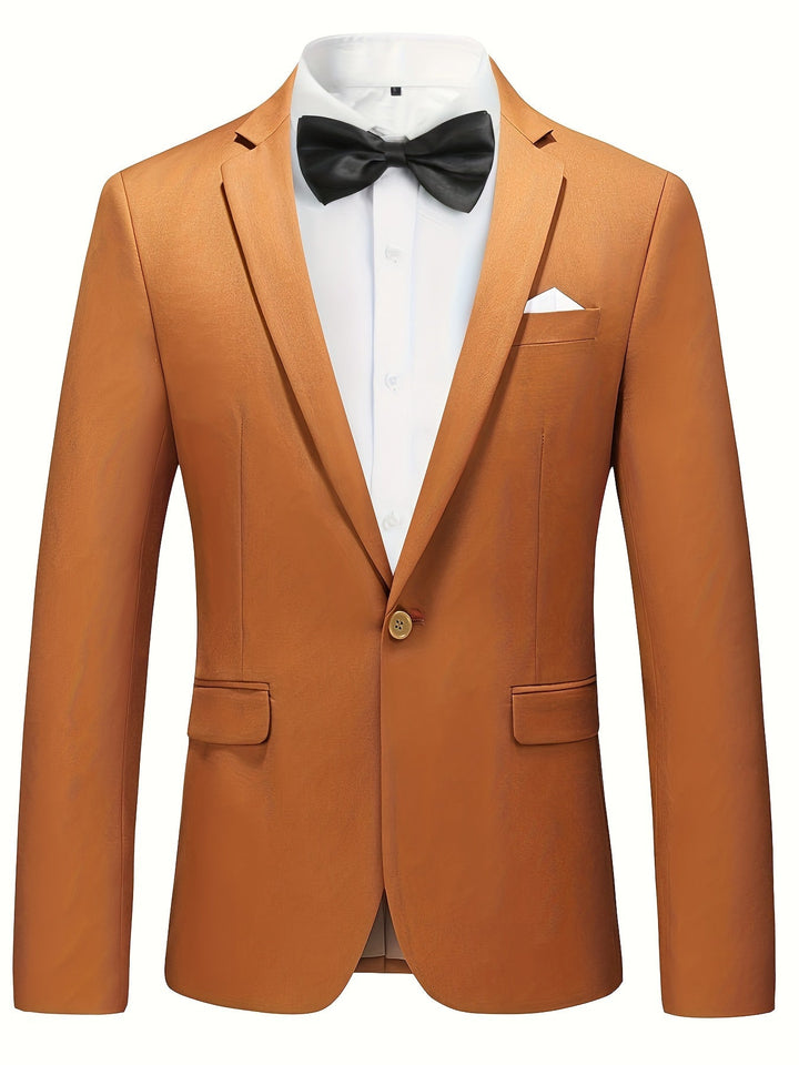 Men's classic solid business blazer in a sharp, tailored fit, perfect for professional office wear.