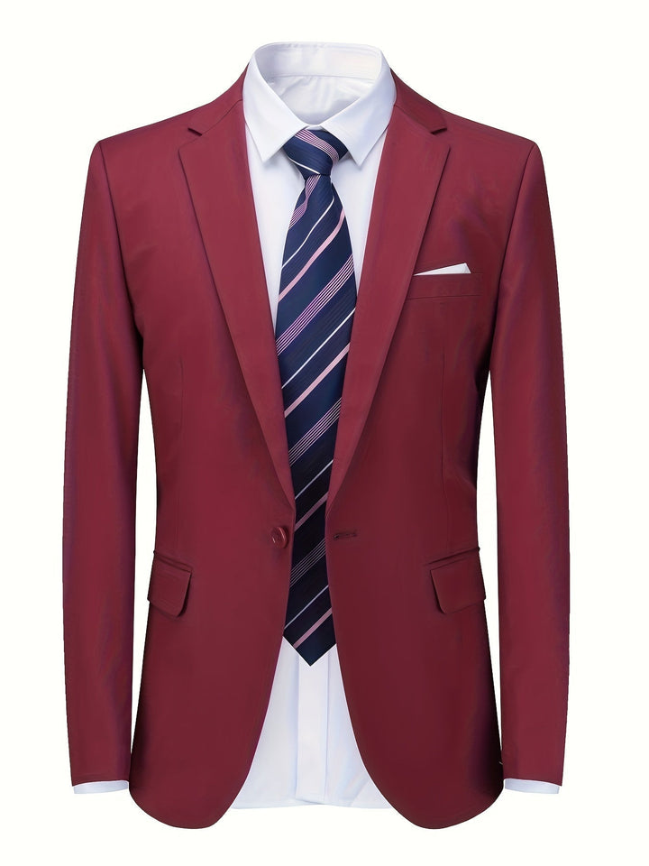 Stylish men's classic solid blazer, ideal for business wear, formal events, and professional attire.