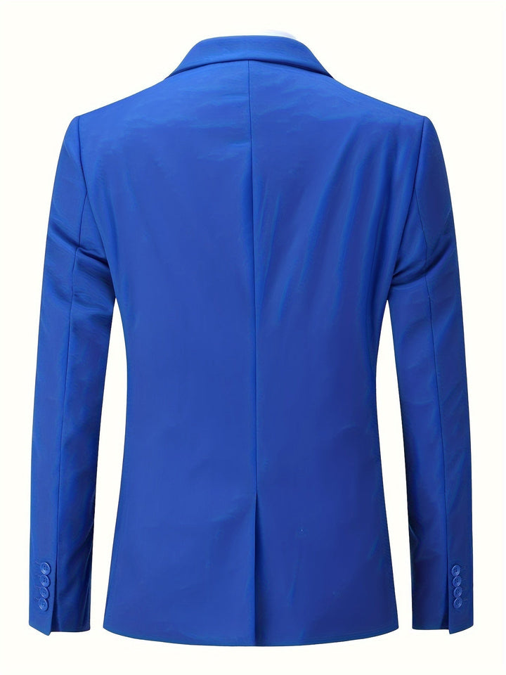 Versatile men's classic solid blazer, ideal for smart casual, business wear & professional settings.