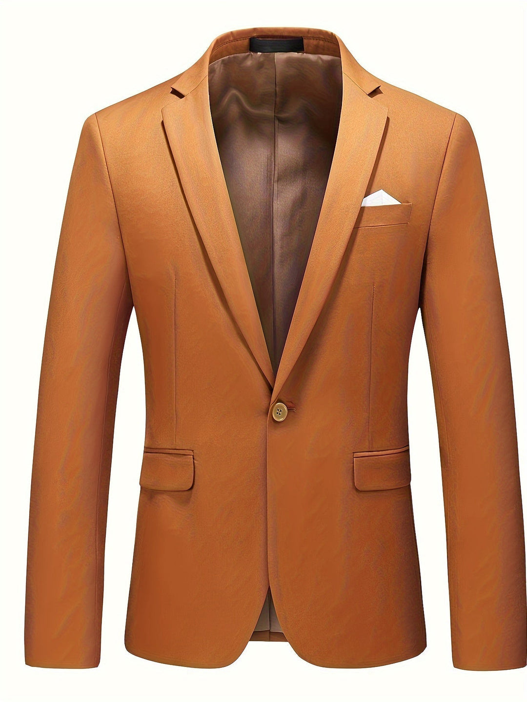 Modern men's solid business blazer, offering a sharp, tailored fit for contemporary office fashion.