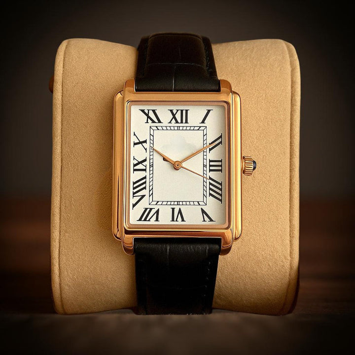 Elegant men's classic square dress watch, retro analog design with a sophisticated look for formal occasions.