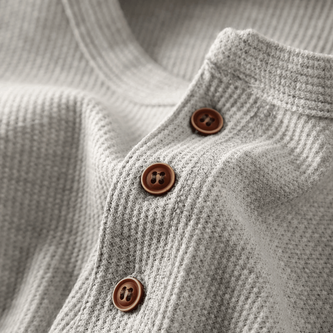 Effortless men's long-sleeve henley shirt. Comfort-fit, button placket. Perfect casual everyday top.