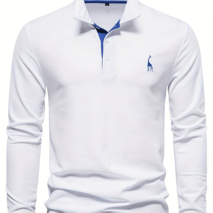Fashionable men's long sleeve polo shirt, combining comfort with modern appeal.