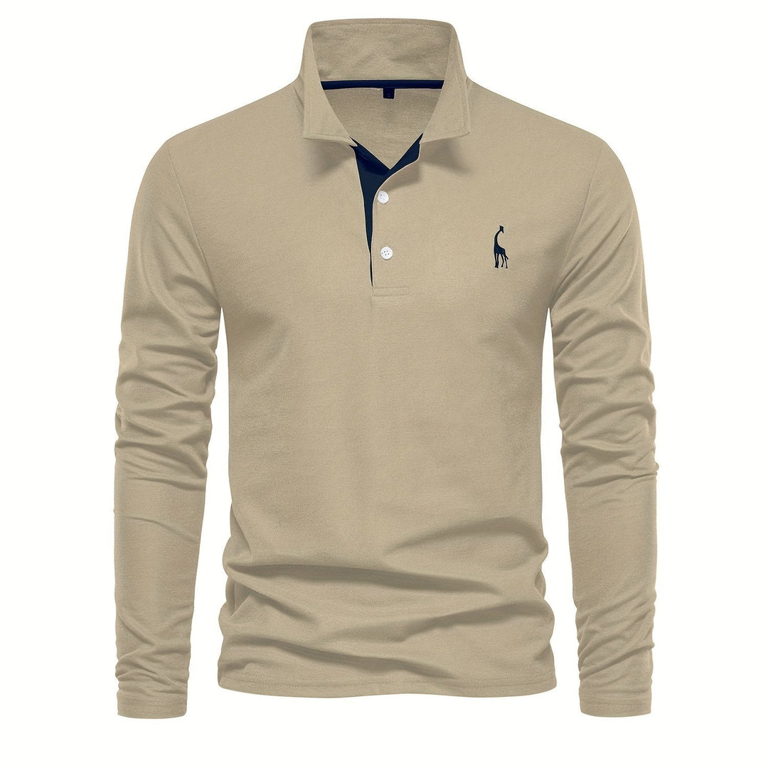 Timeless men's long sleeve polo shirt, a comfortable classic for versatile styling.