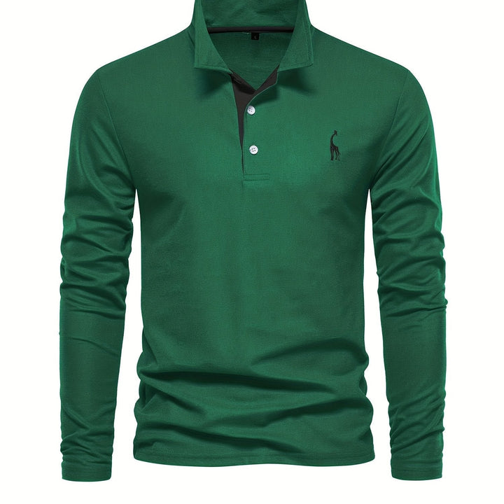 Relaxed fit men's long sleeve polo, ideal for comfortable casual and smart casual wear.