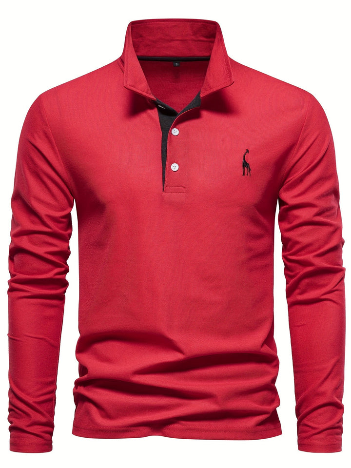 Classic fit men's long sleeve polo, perfect for smart casual and versatile styling.