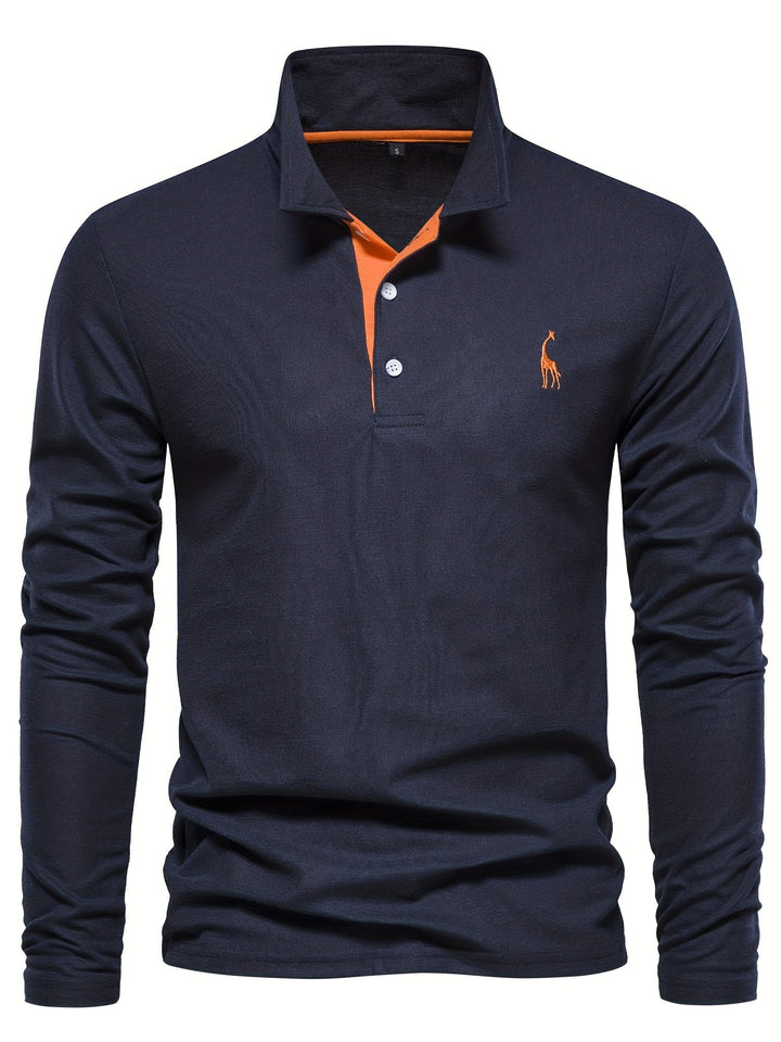 Versatile men's long sleeve polo, great for layering or standalone smart casual wear.