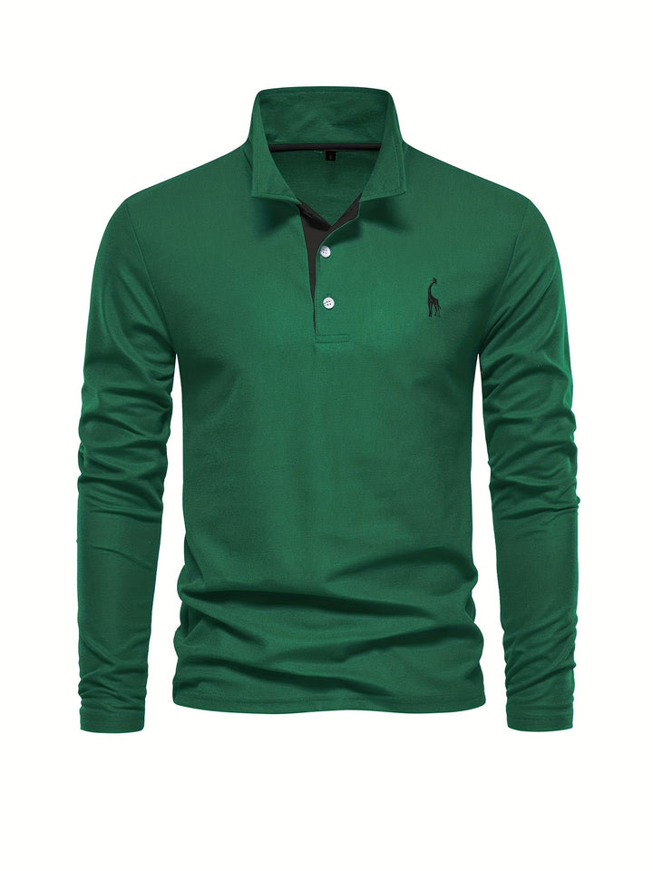 Men's wardrobe essential long sleeve polo, comfortable for any everyday style.