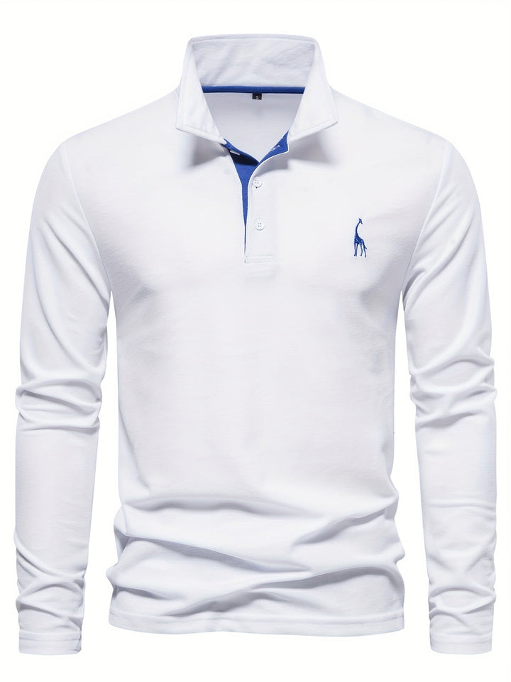 Stylish men's long sleeve polo, combining comfort with smart casual appeal for men.
