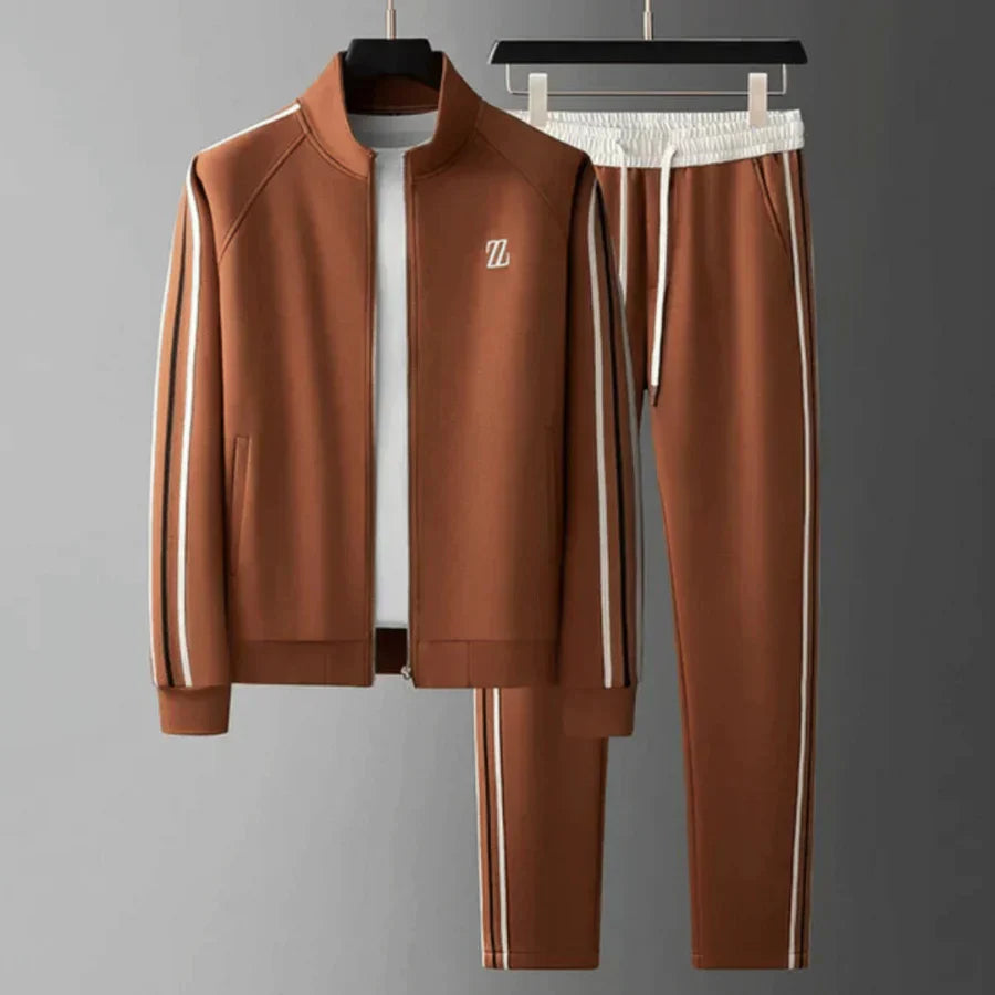 Modern men's relaxed fit tracksuit. Comfortable two-piece set, perfect as stylish loungewear or casual athletic everyday wear.