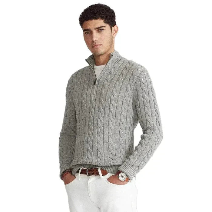 Men's comfortable Vincent half zip sweater in a classic knit, perfect for everyday casual wear and modern comfort.