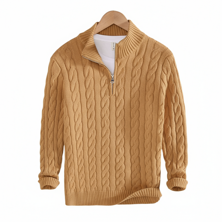Comfortable men's half zip long sleeve sweater. Vincent pullover perfect for smart casual and everyday comfort.