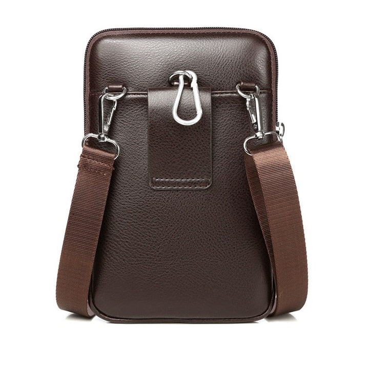 Modern men's compact PU leather shoulder bag with adjustable strap for smart, hands-free daily carry.