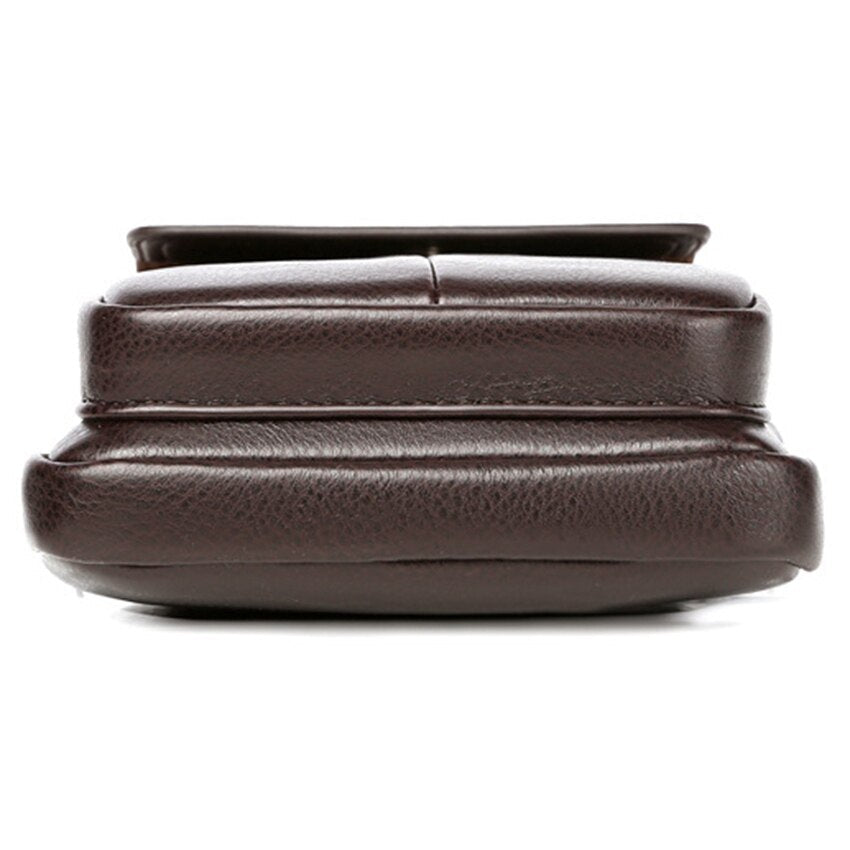 Small men's compact PU leather shoulder bag with adjustable strap, ideal for commuters and daily carry.