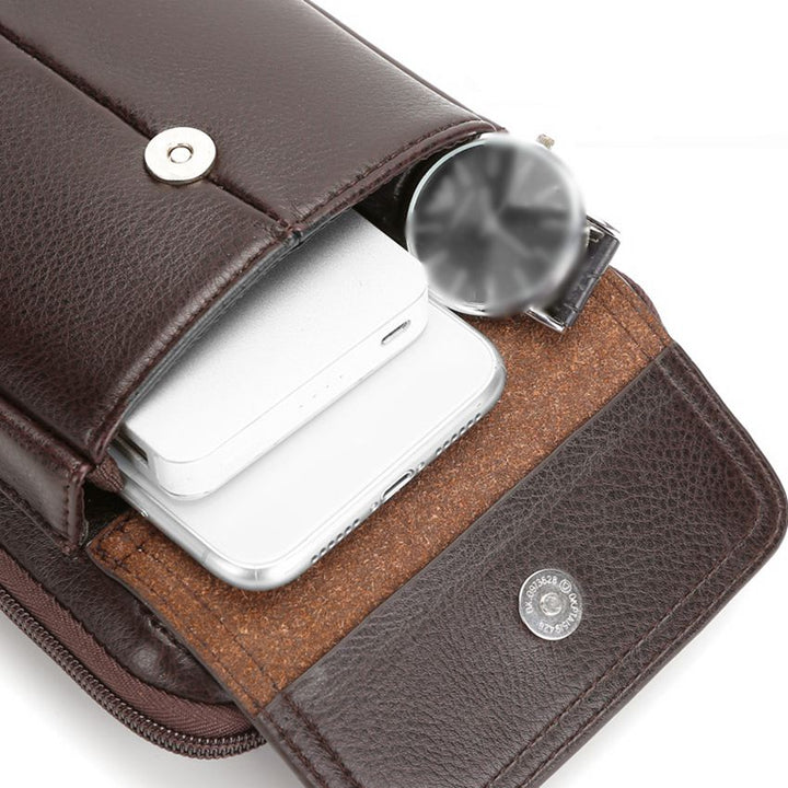 Practical men's PU leather crossbody bag with adjustable strap, a stylish and compact travel accessory.