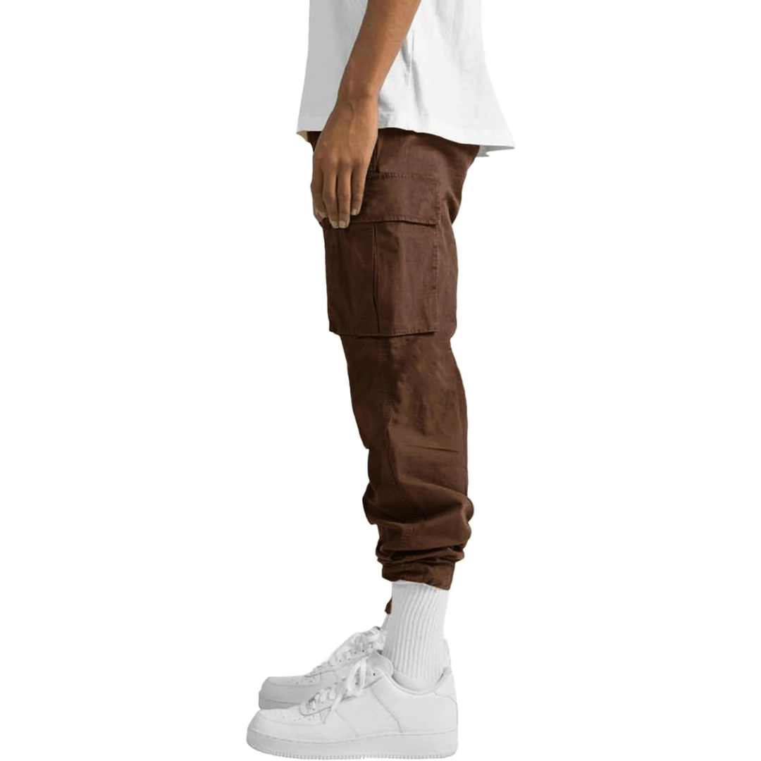 Full length view of men's comfort cargo pants, ideal for casual, active, or streetwear outfits.