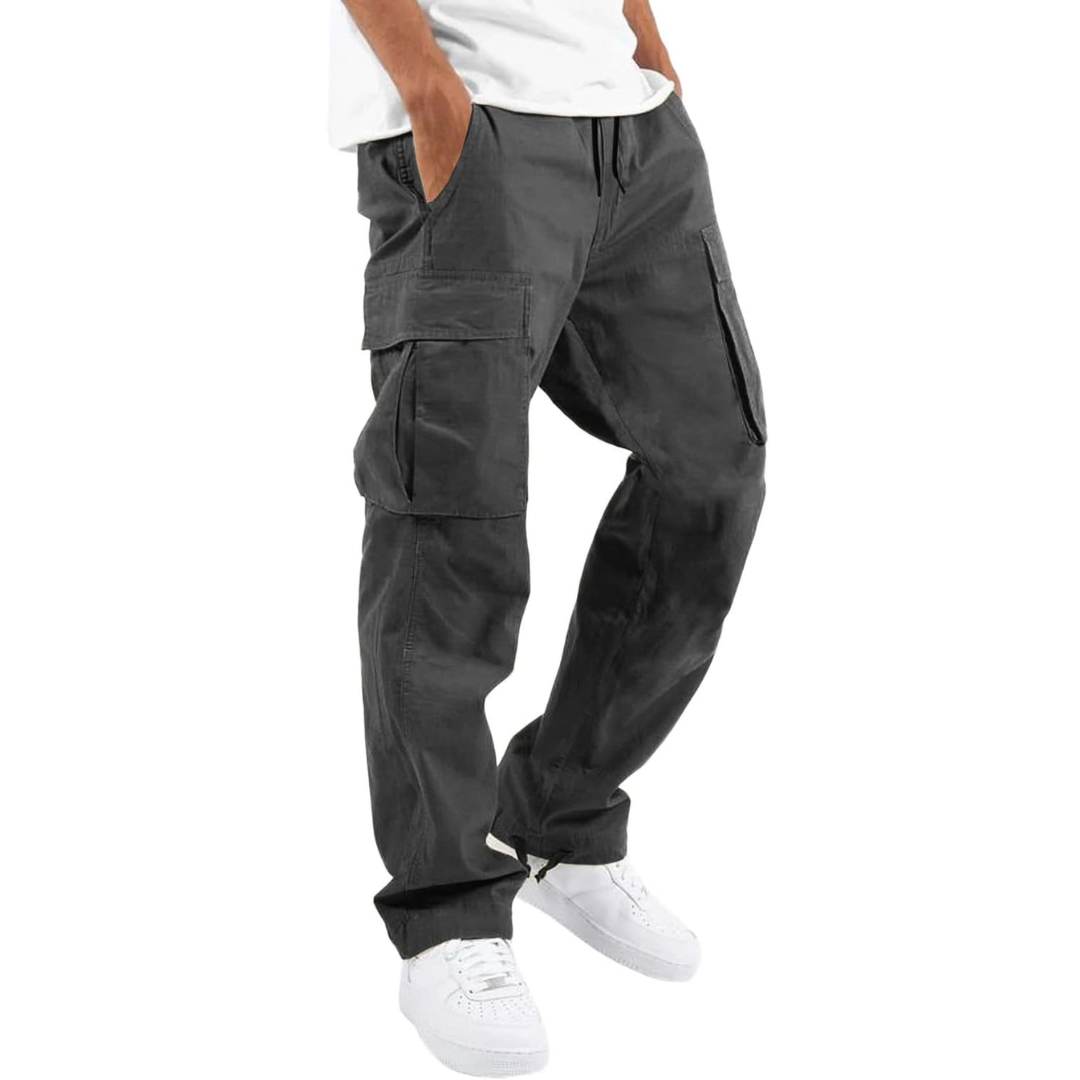 Comfortable men's casual bottoms: cargo joggers featuring secure utility pockets & elastic cuffs.