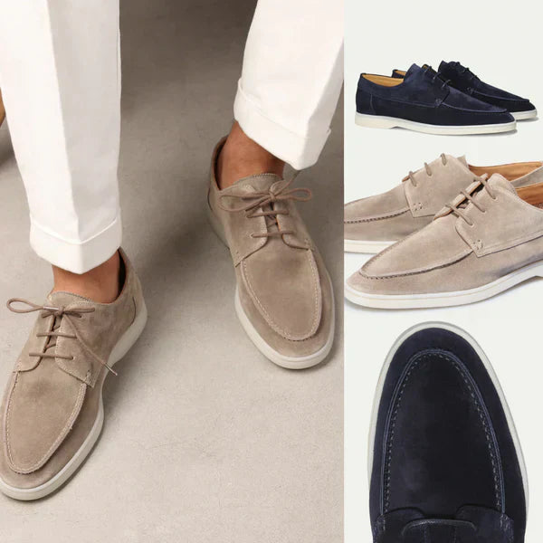Men's sophisticated luxury leather lace-up loafers, designed for comfort, elegant style, and formal wear.