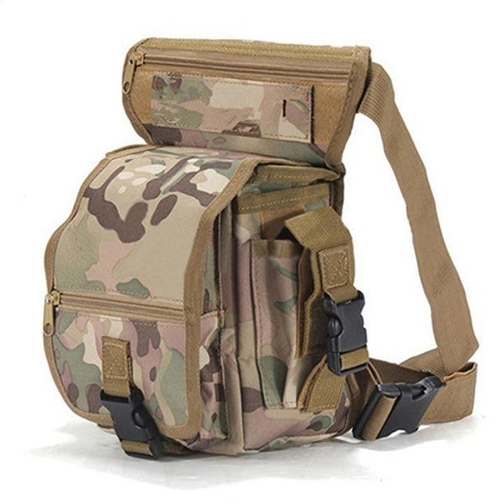 Men's durable tactical drop leg bag, water-resistant multi-pocket utility pouch for outdoor gear.