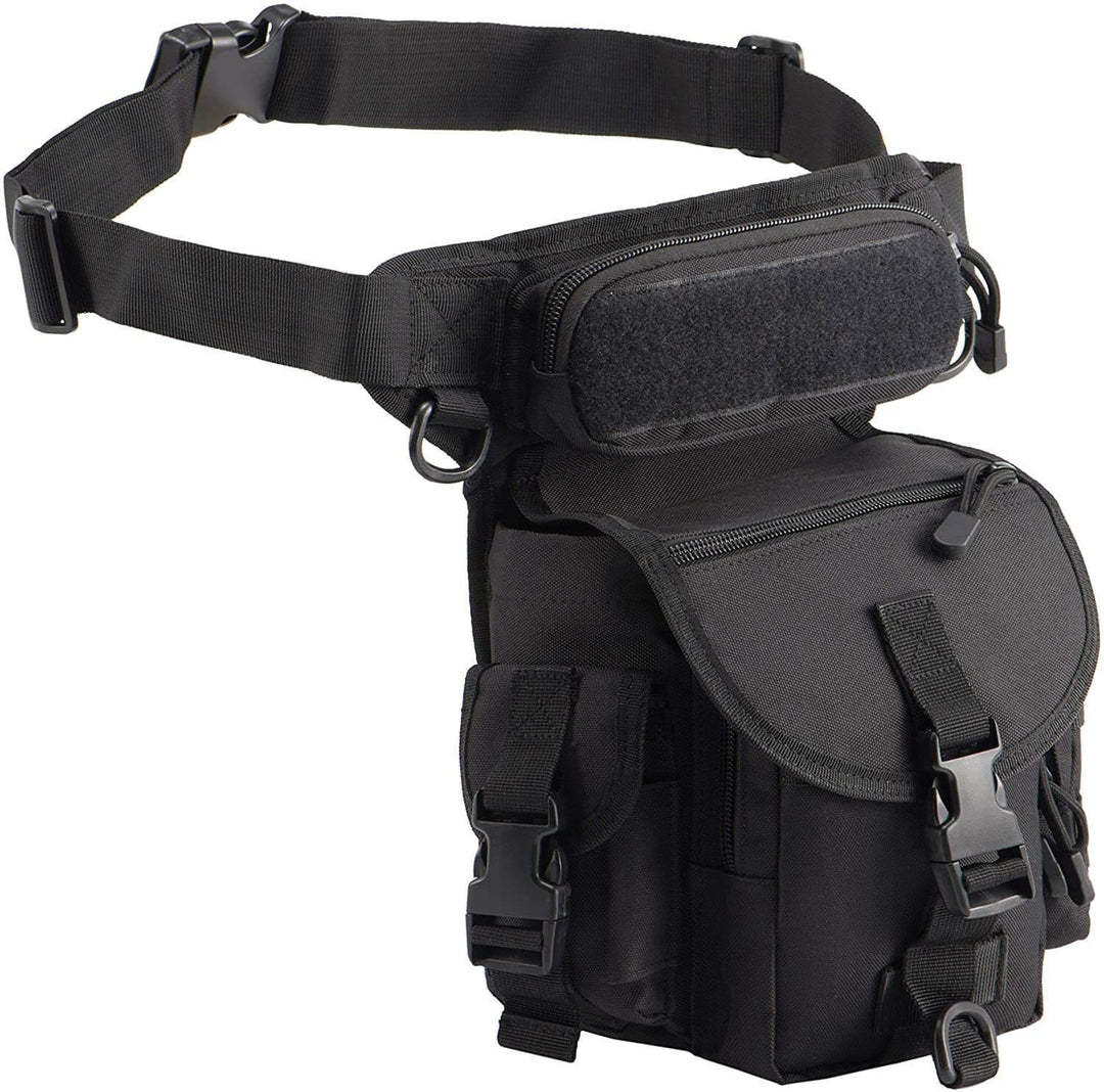 Men's secure tactical drop leg bag, water-resistant, oxford fabric, ideal for motorcycle & outdoor use.