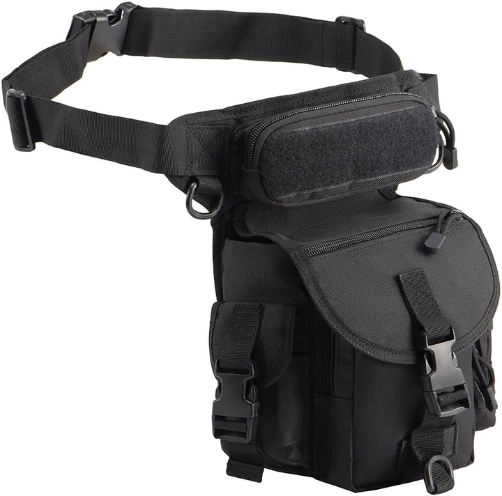 Men's secure tactical drop leg bag, water-resistant, oxford fabric, ideal for motorcycle & outdoor use.