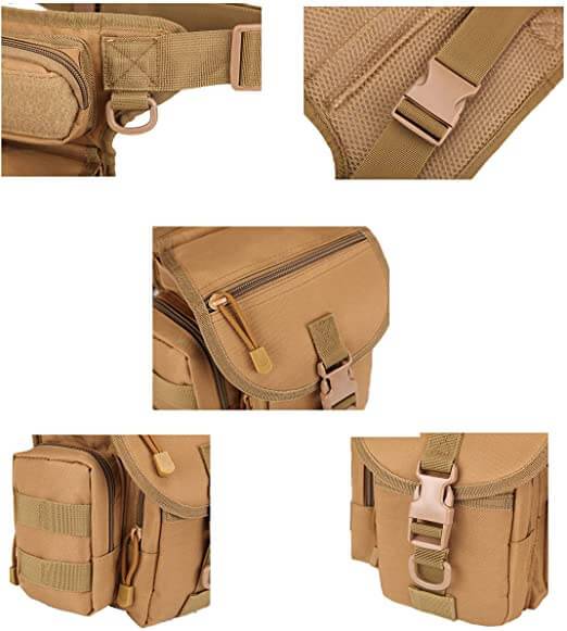Men's water-resistant tactical drop leg bag, essential adventure gear with multi-pocket organization.