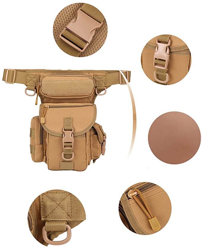 Durable oxford fabric drop leg bag for men, water-resistant, multi-pocket utility pouch & travel organizer.